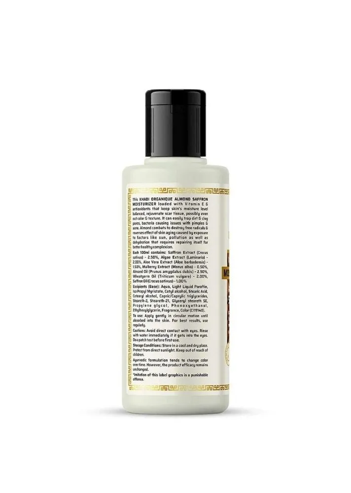 Almond Saffron Moisturizer Paraben Free - Khadi Organique