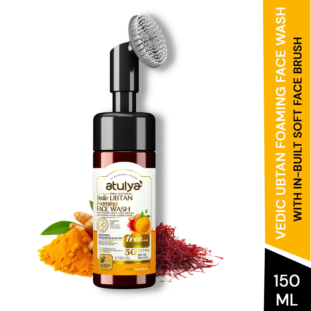atulya Vedic Ubtan Foaming Face wash with an inbuilt brush 150ml (Buy 5 Products & Get Rs.500 Off)