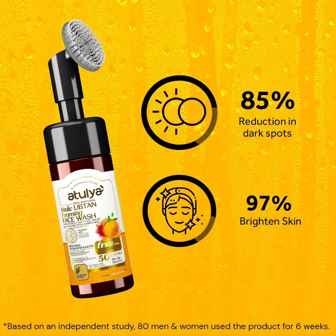 atulya Vedic Ubtan Foaming Face wash with an inbuilt brush 150ml (Buy 5 Products & Get Rs.500 Off)