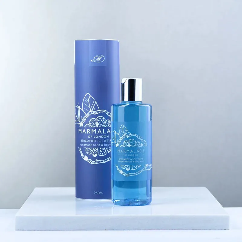 Bergamot & Soft Rose Hand & Body Wash 200ml Glass