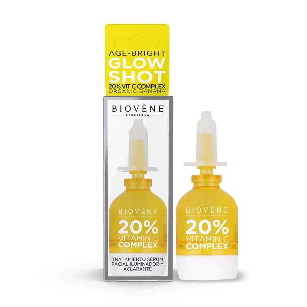 Biovene Glow Shot Age-Bright 20% Vit C   Organic Banana Facial Serum Treatment 10ML
