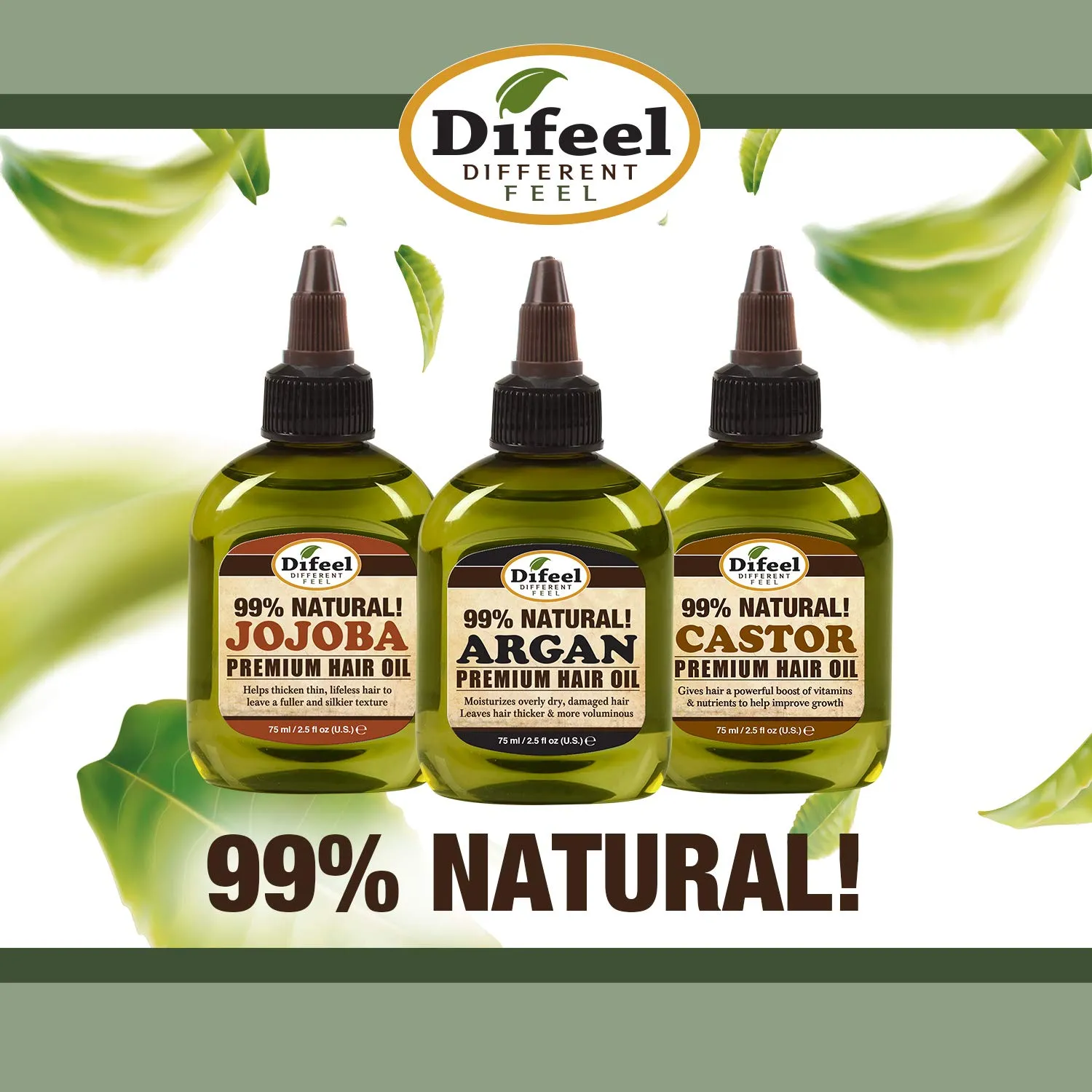 Difeel 99% Natural Premium Hair Oil - Jamaican Black Castor Oil 7.1 oz. (PACK OF 4)