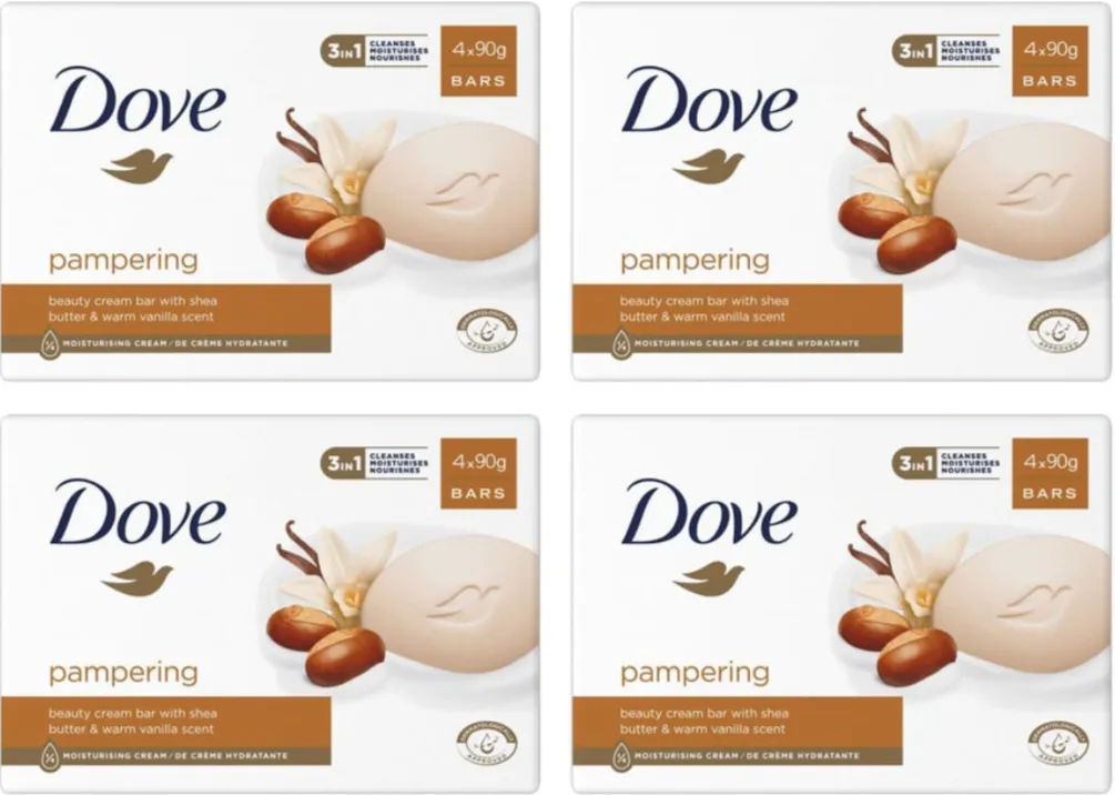 DOVE PAMPERING CREAM BODY BAR (PACK OF 4)-SHEA BUTTER & WARM VANILLA