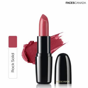 Faces Canada Weightless Creme Lipstick |Jojoba & Almond Oil | Highly pigmented | Smooth One Stroke Color | Keeps Lips Moisturized |Rock Solid 4g