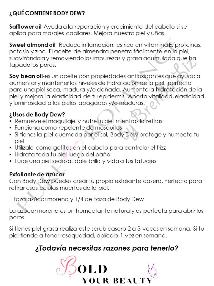 Hydrating Body Oil | Various Fragrances | Body Dew | Pure Romance
