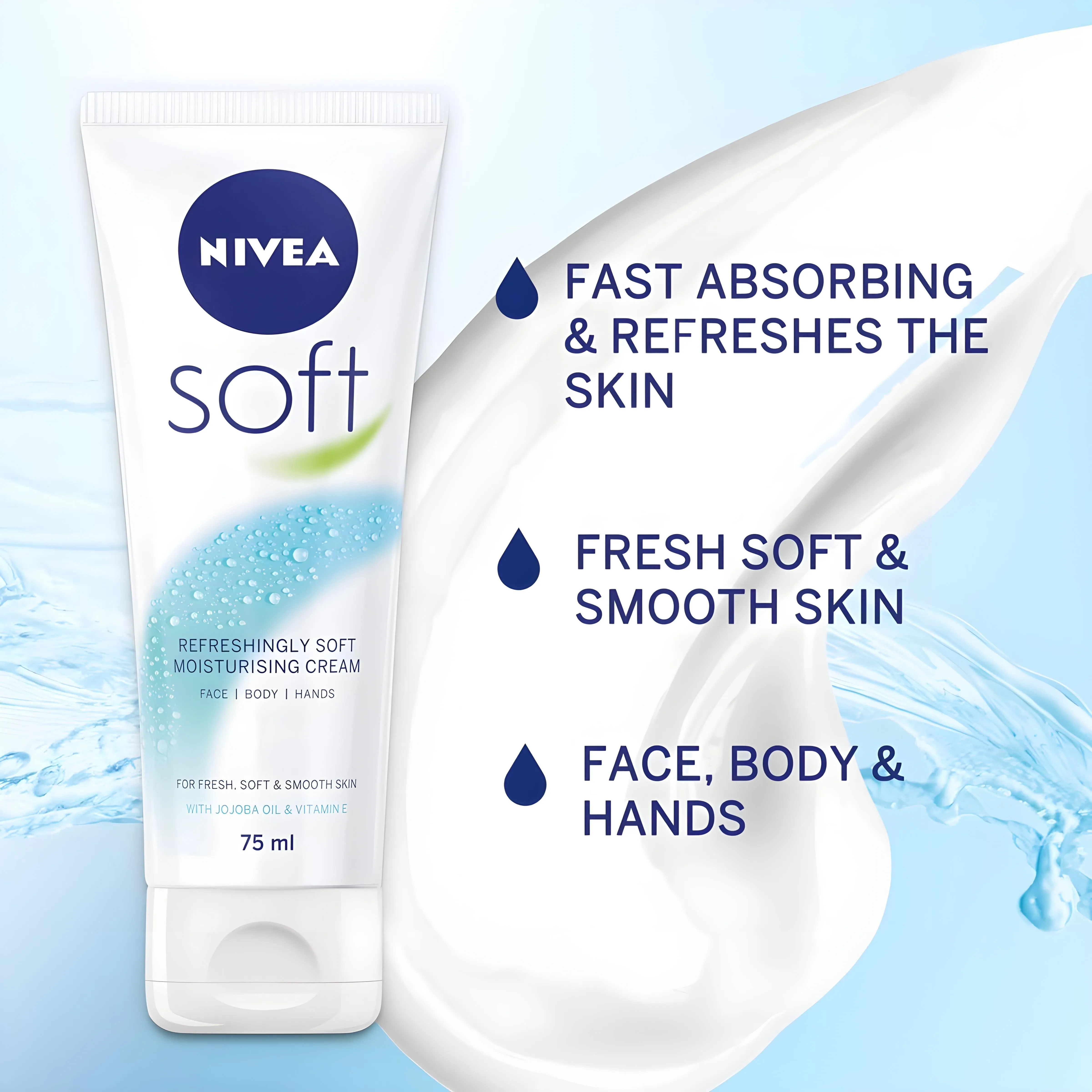 Nivea Soft 75ml Tube – Moisturizer for Hydration and Daily Skincare