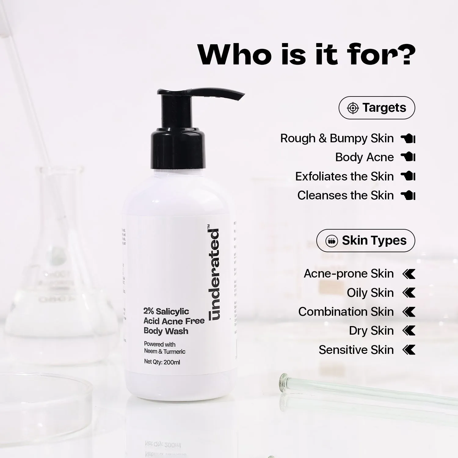 Salicylic Acid 2% Acne Free Body Wash - 200ml | Hydrates Skin and Even Skin Tone