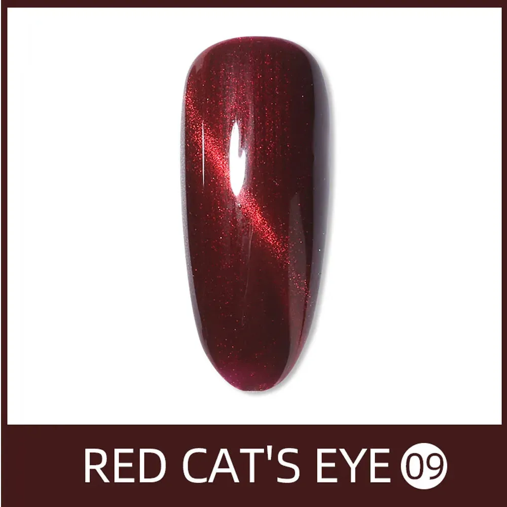 Vendeeni 9 Colors Red Series Cat Eye Gel Nail Polish Wine Red Glitter Nail Art Gel Varnish Magnetic UV LED Soak Off Gel Lacquer