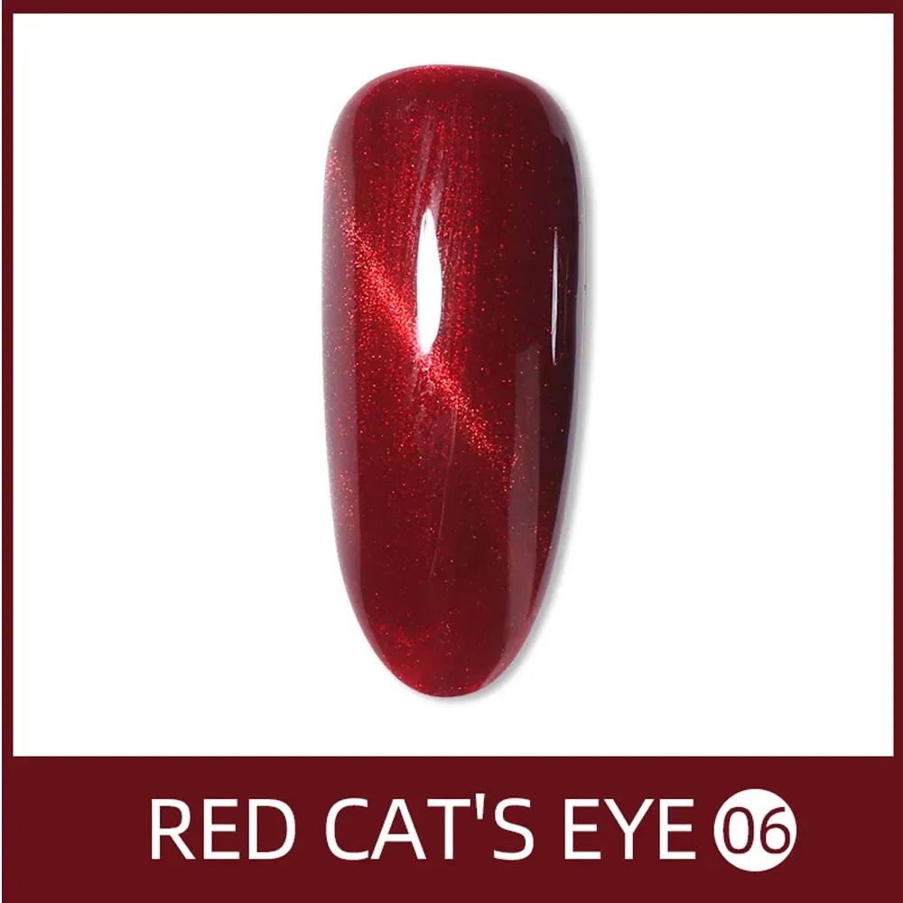 Vendeeni 9 Colors Red Series Cat Eye Gel Nail Polish Wine Red Glitter Nail Art Gel Varnish Magnetic UV LED Soak Off Gel Lacquer
