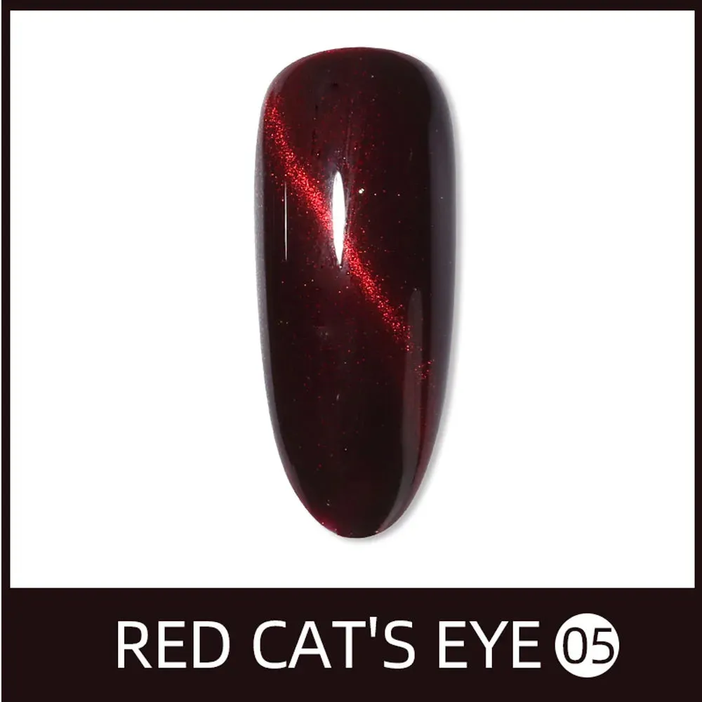 Vendeeni 9 Colors Red Series Cat Eye Gel Nail Polish Wine Red Glitter Nail Art Gel Varnish Magnetic UV LED Soak Off Gel Lacquer