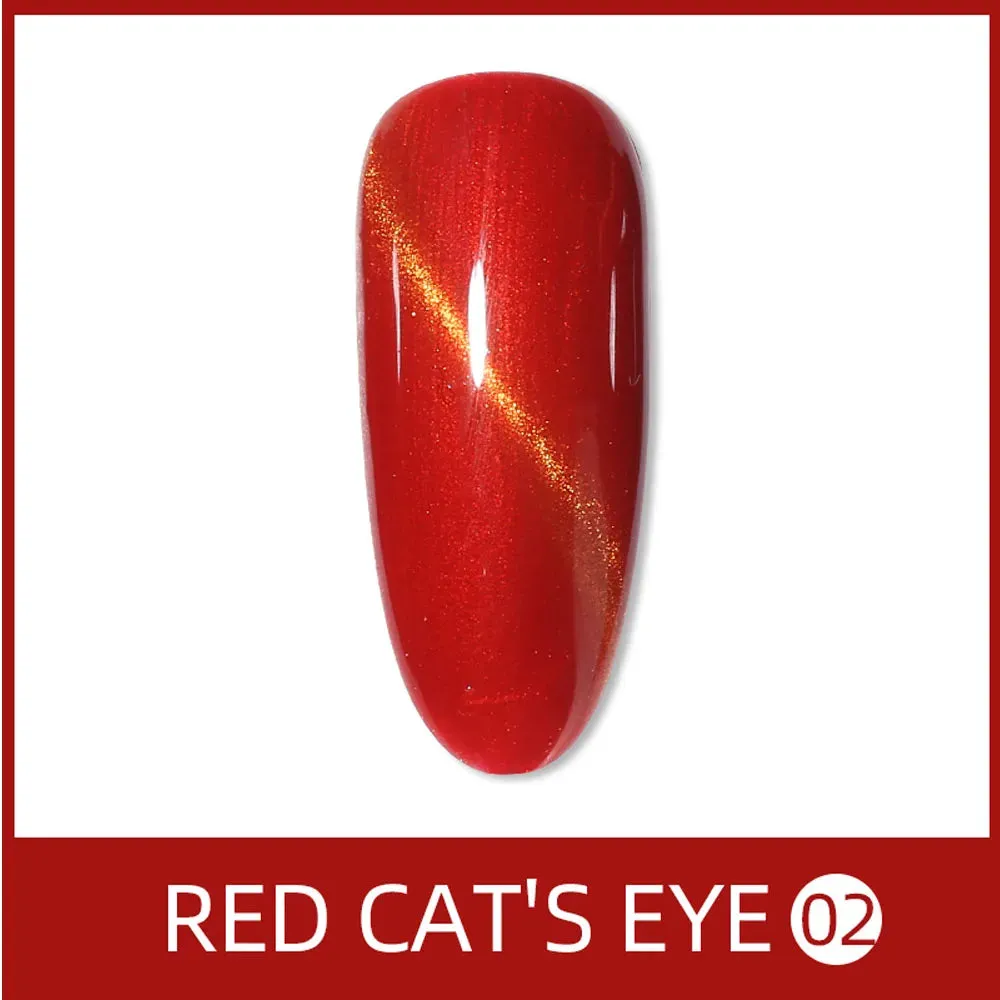 Vendeeni 9 Colors Red Series Cat Eye Gel Nail Polish Wine Red Glitter Nail Art Gel Varnish Magnetic UV LED Soak Off Gel Lacquer